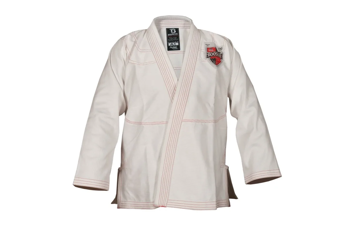Booster BJJ V 2 PRO SHIELD WHITE кимоно, детайл на якето с подсилени шевове и яка