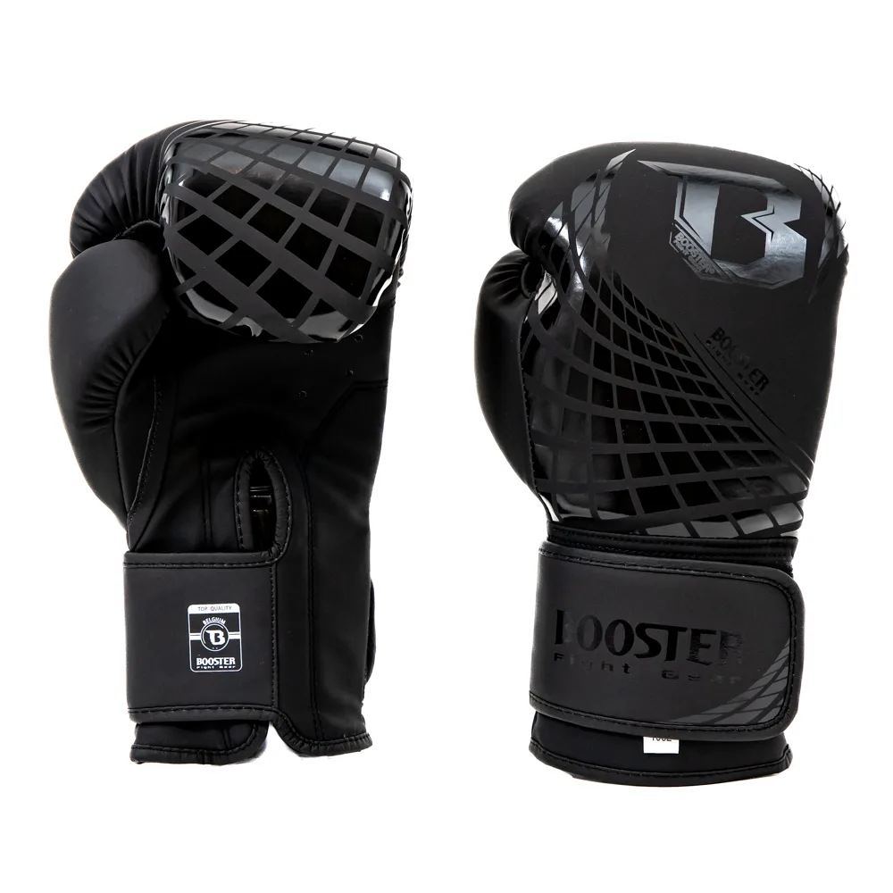 Боксови ръкавици Booster CUBE GLOVE BLACK страничен изглед с логото
