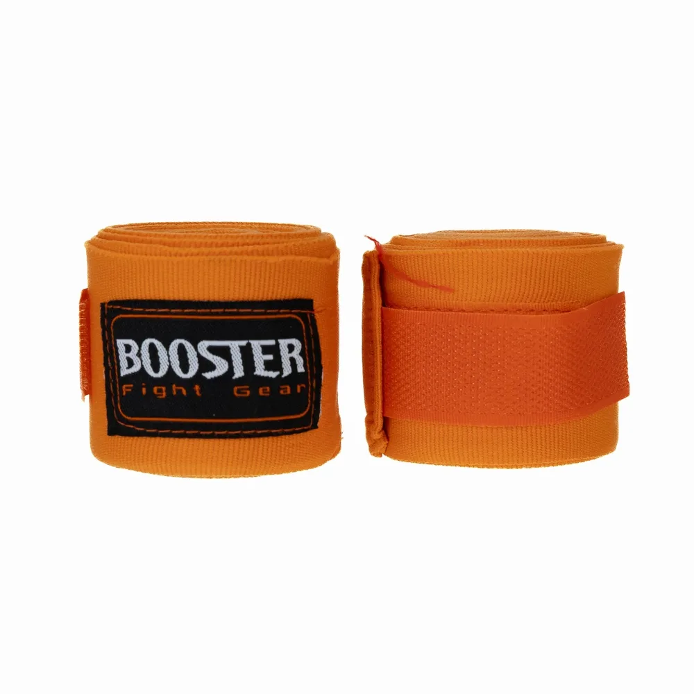 Ярки оранжеви бинтове Booster BPC FLUO ORANGE, сгънати и готови за употреба.