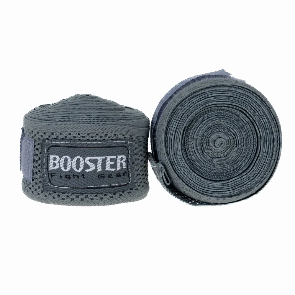 Навити бинтове Booster BPC MESH GREY, показващи логото на Booster Fight Gear