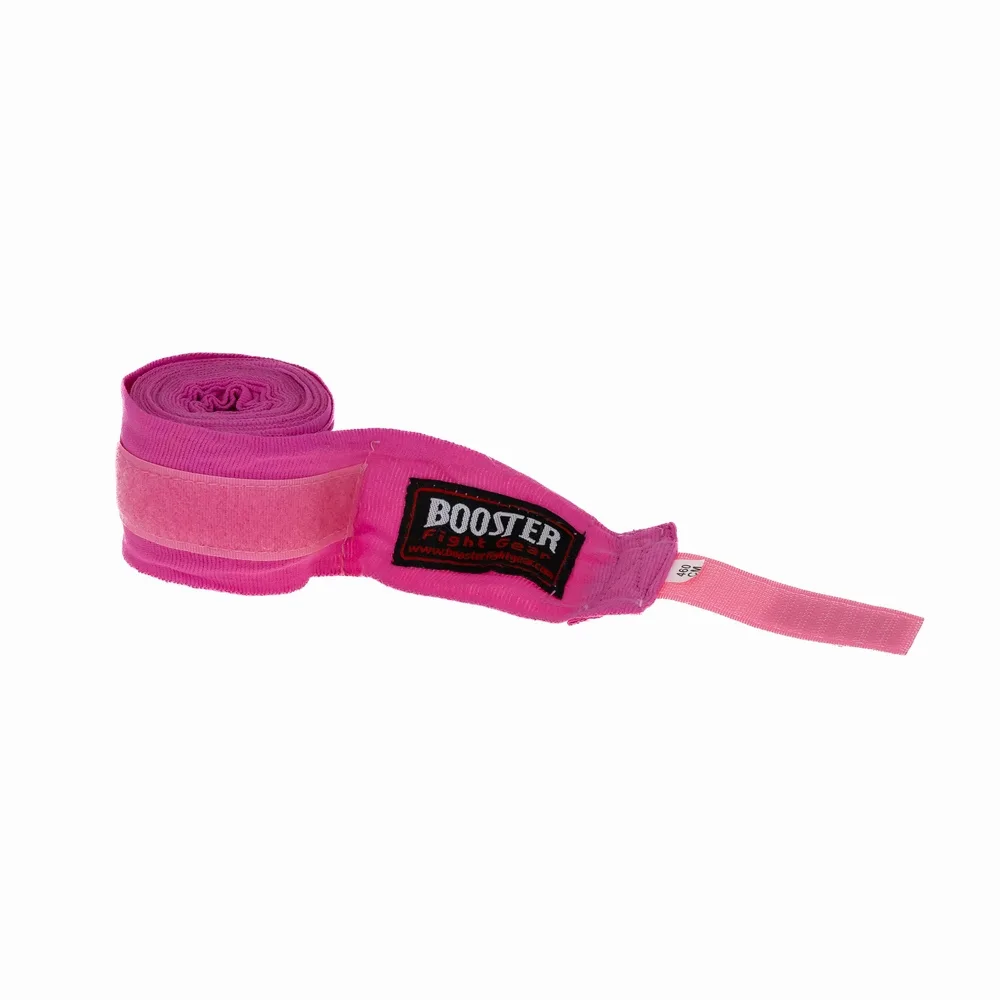 Розови бинтове Booster BPC PINK, разгънати, демонстриращи дължината и еластичността на продукта.