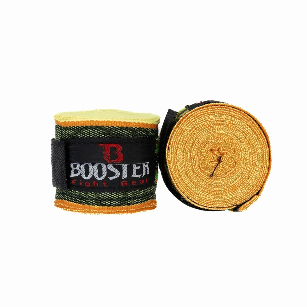 Жълти бинтове Booster BPC RETRO 6, навити на руло, с етикет на марката, готови за употреба.