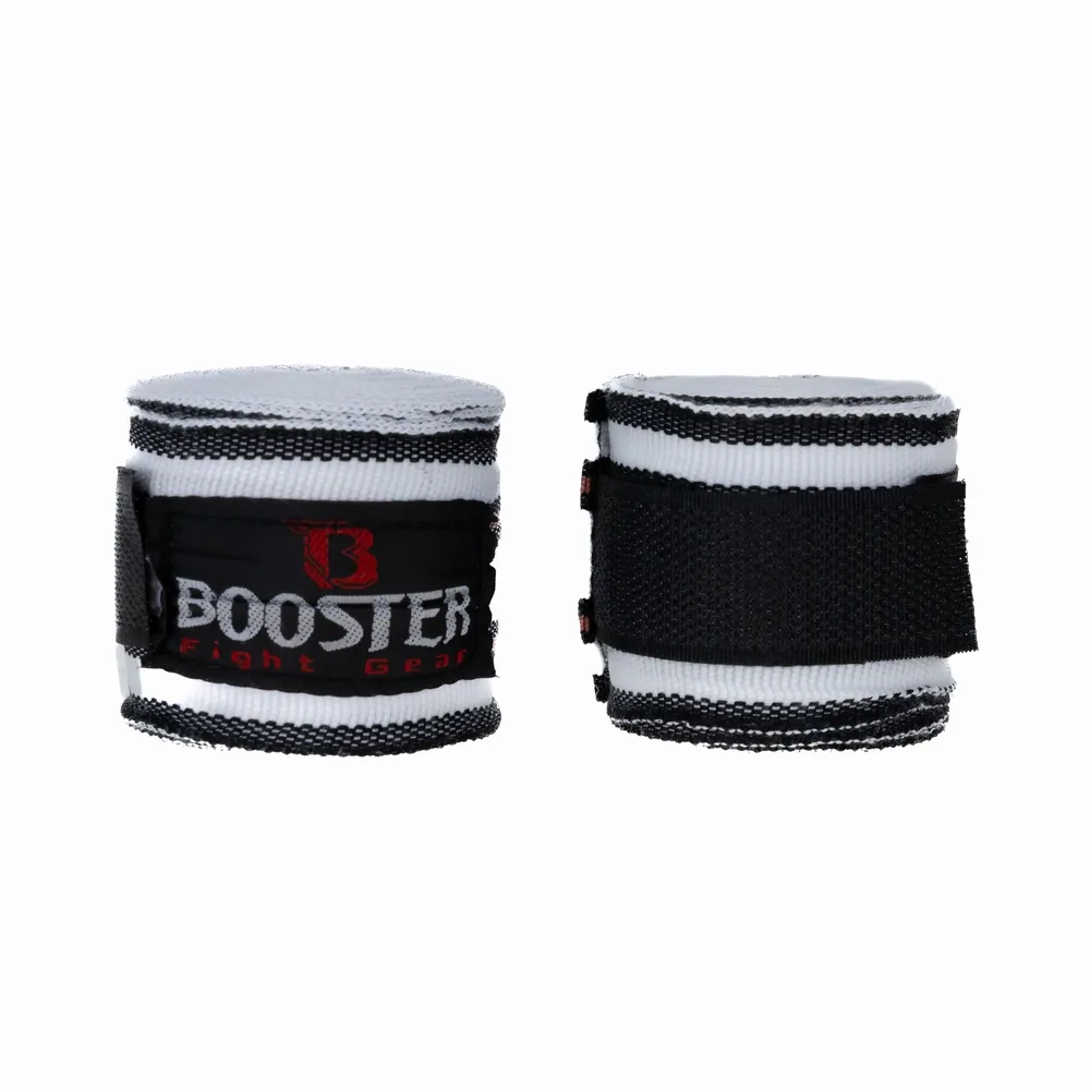 Бинтове Booster BPC RETRO GREY, разпънати, показващи сивия цвят и логото на Booster Fight Gear.