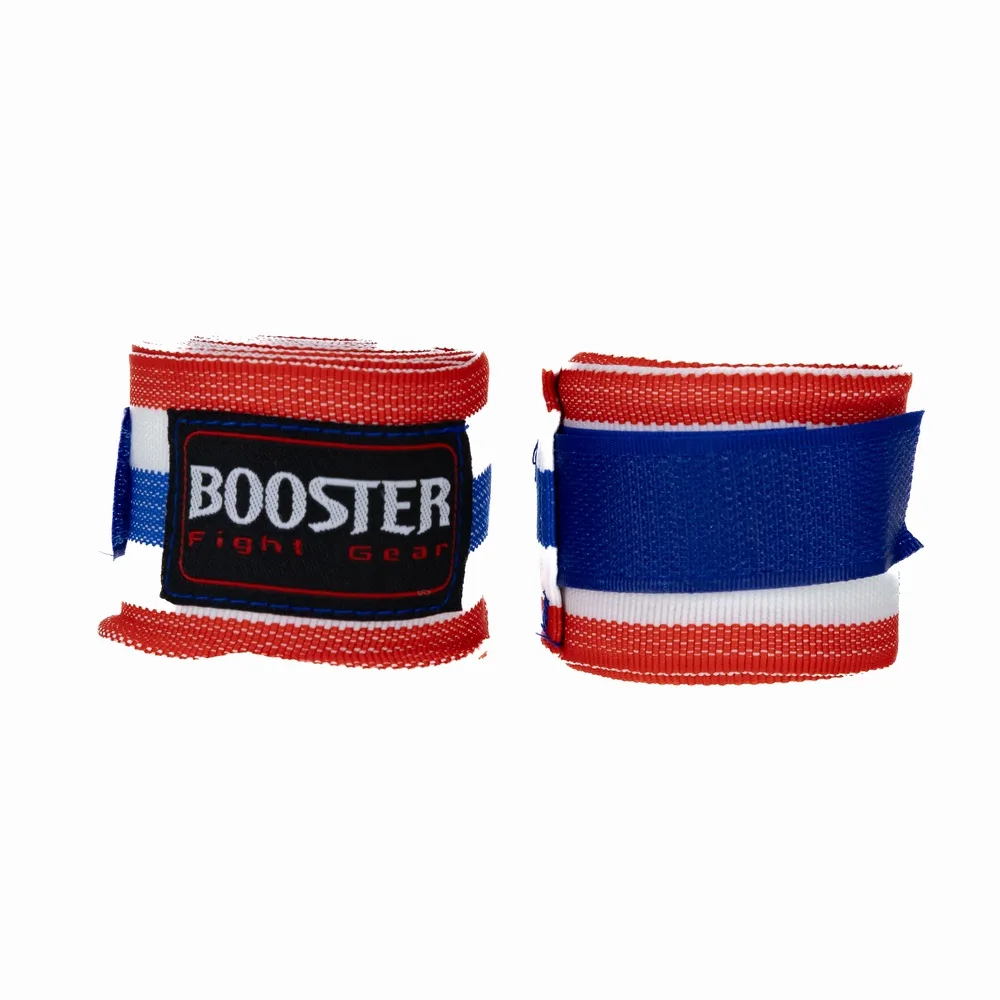Червени бинтове Booster BPC THAI, навити на руло, показващи логото на марката.