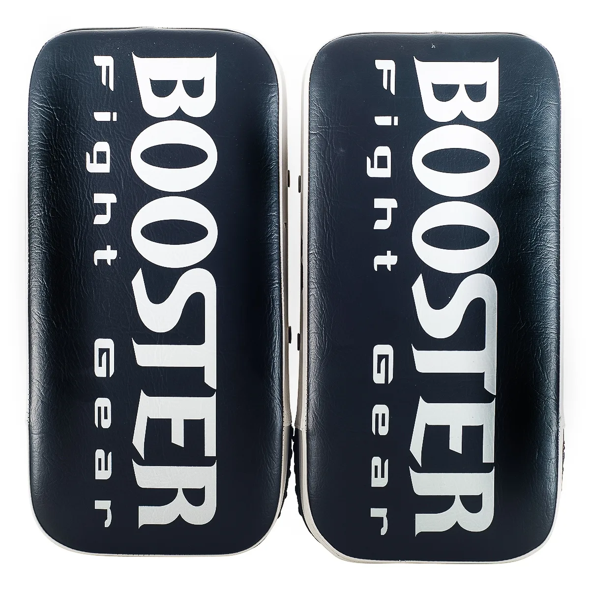 Тай падове Booster BUDGET PAO, показани отстрани, акцентиращи върху дебелината и формата, с видими вентилационни отвори и система за захват.