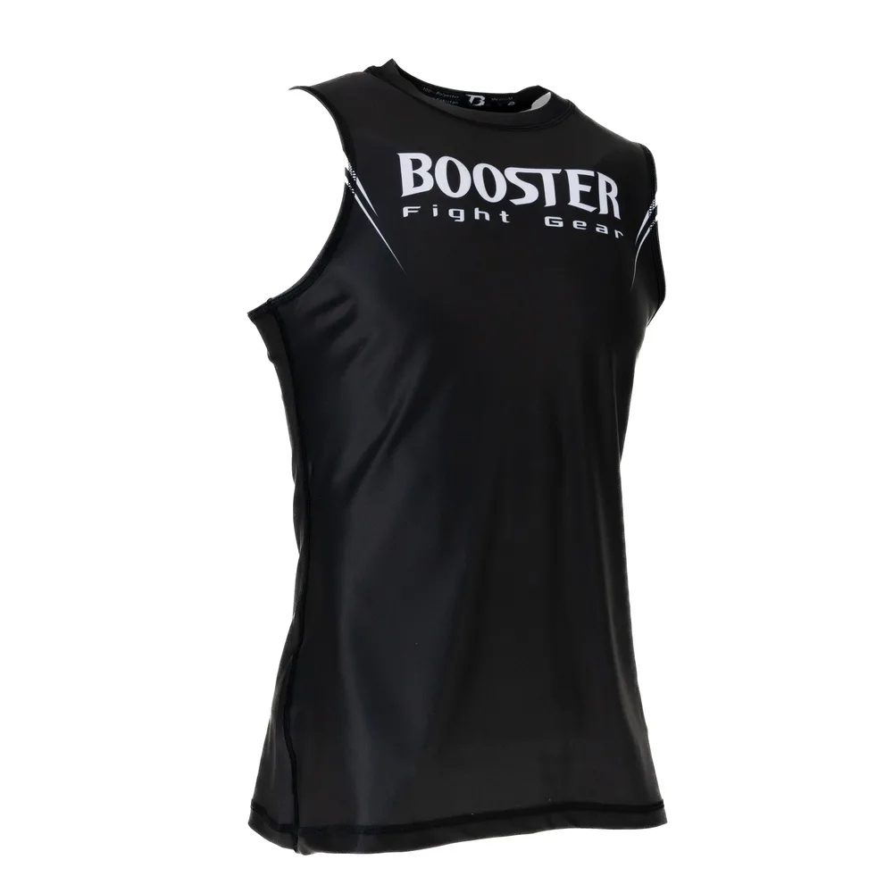 Дамски черен спортен топ Booster Challenge V2, изглед отстрани, показващ кройката