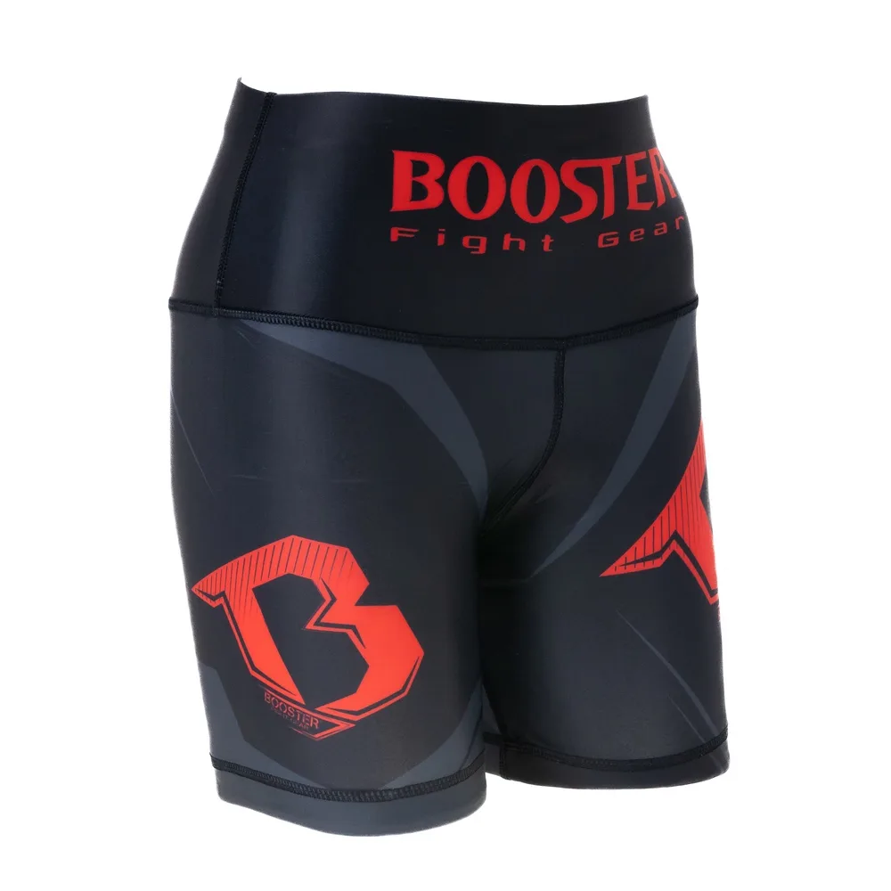 Дамски компресиращи шорти Booster Challenge V2 RED, изглед отстрани, демонстриращ графиката