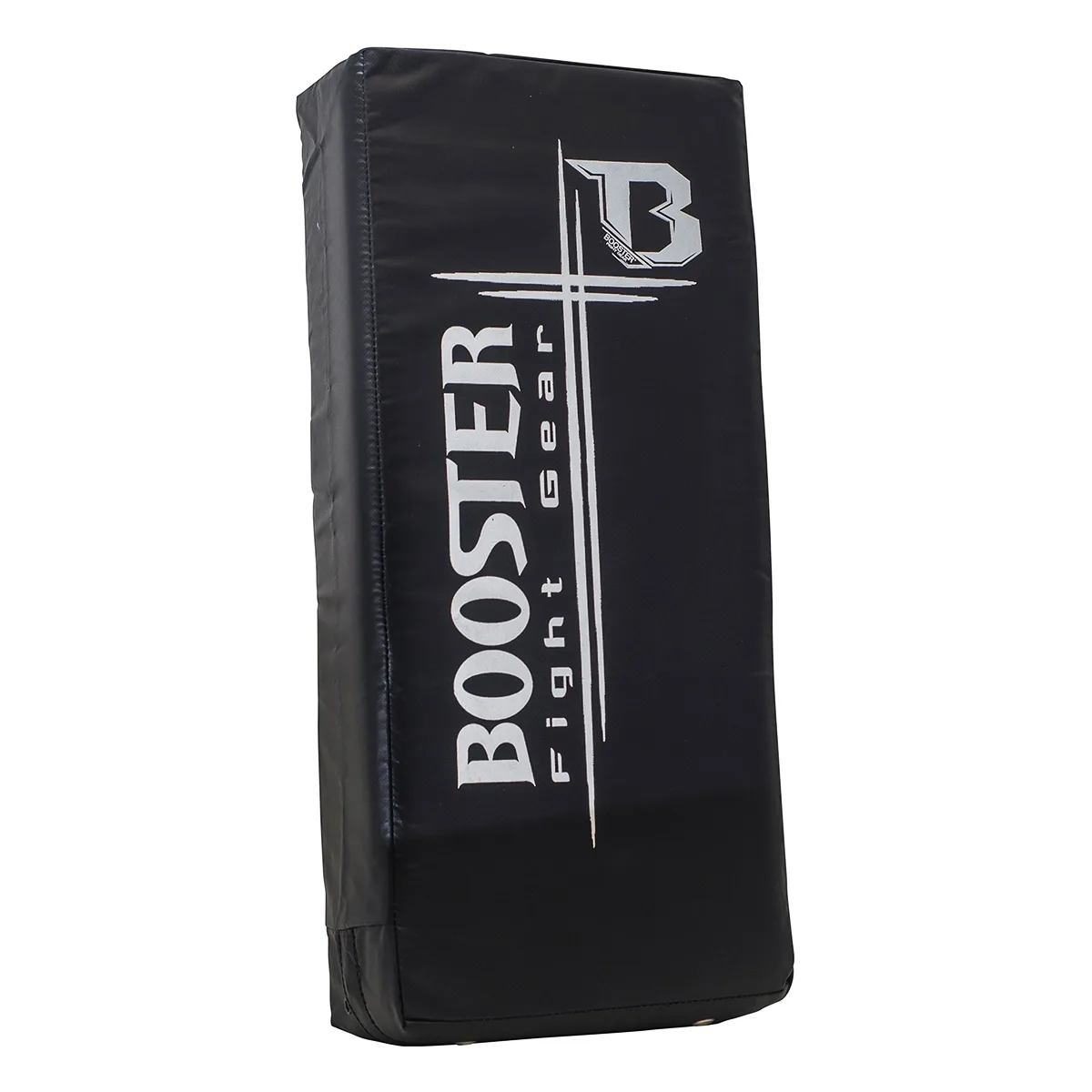 Booster CKS кик шийлд в черен цвят, показан фронтално, с логото на Booster Fight Gear.
