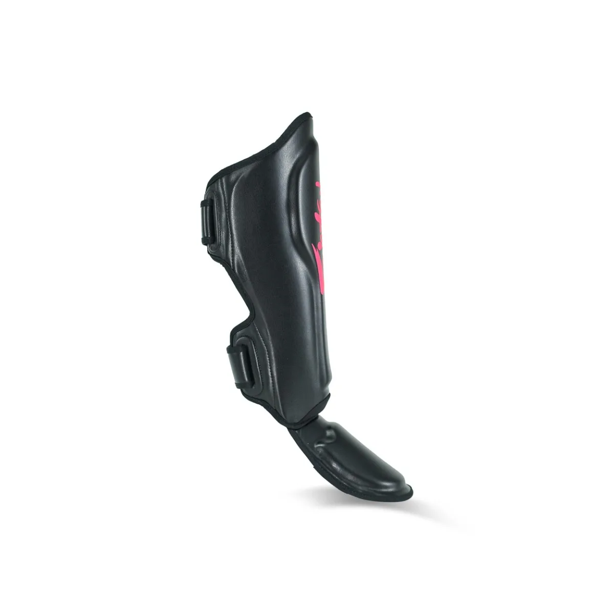 Протектори за крака Booster FXB SG BLACK/PINK, изглед отстрани с детайл на закопчаването