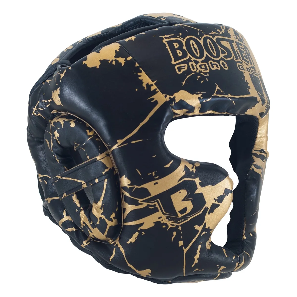 Детски протектор за глава Booster HGL B 2 YOUTH MARBLE GOLD, страничен изглед, показващ мраморния дизайн