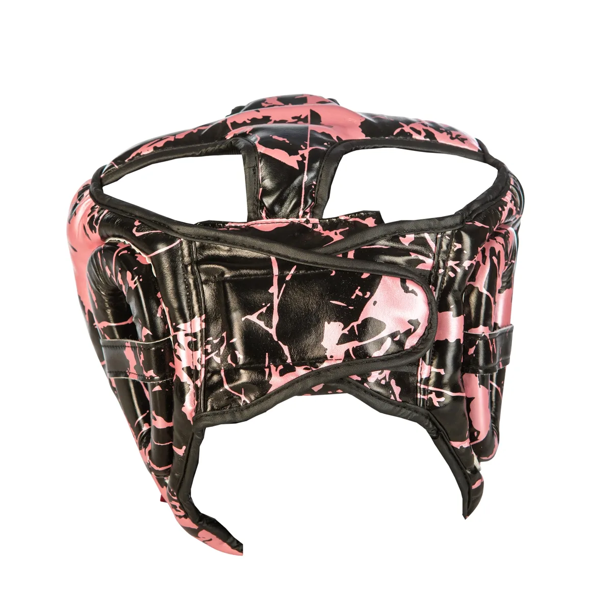 Детски протектор за глава Booster HGL B 2 YOUTH MARBLE PINK, изглед отзад, демонстриращ регулируемото велкро закопчаване.