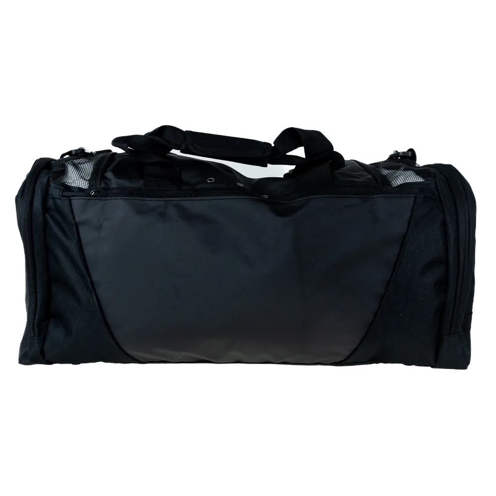 Черен сак за зала Booster Performance Bag, показан отпред, с логото на Booster Fight Gear.