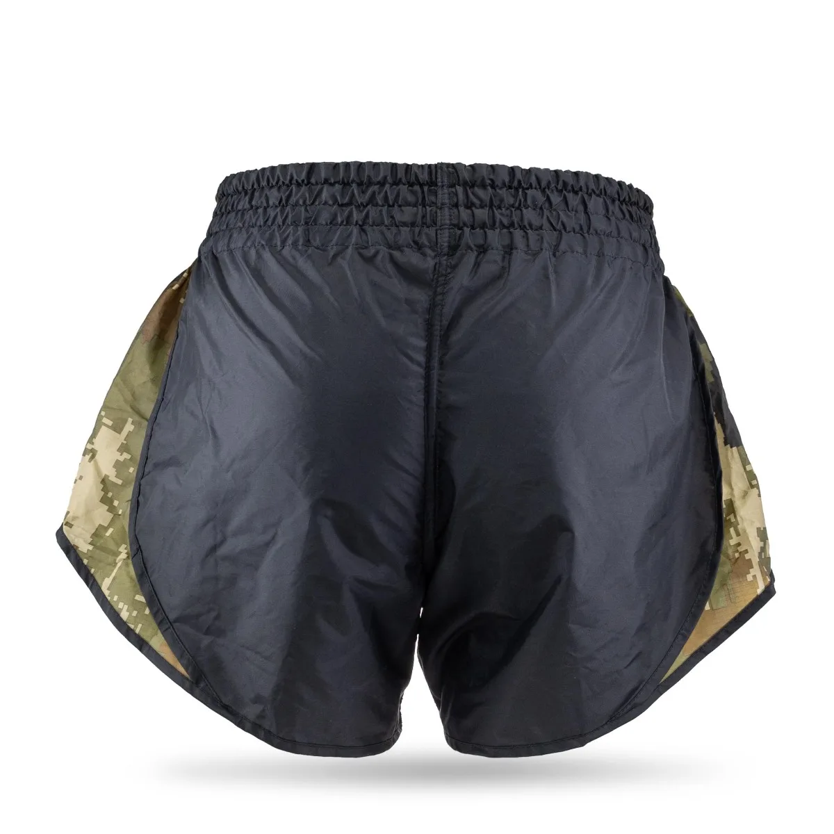 Шорти за муай тай Booster Retro Hybrid BL/Camo Green, изглед отгоре на колана и връзката
