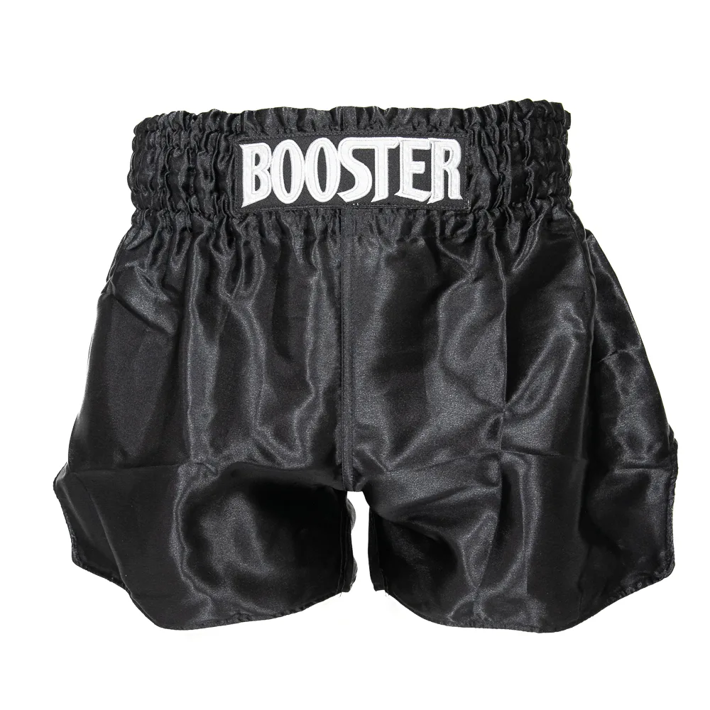 Шорти за муай тай Booster TBT PLAIN V2 BLACK на бял фон, изглед отпред