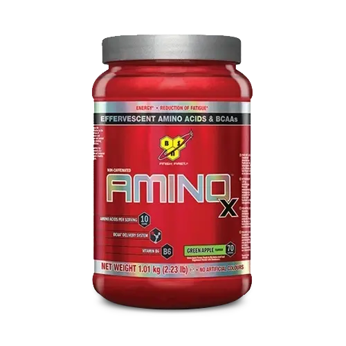 BSN Amino X преден изглед на червена опаковка със зелен надпис