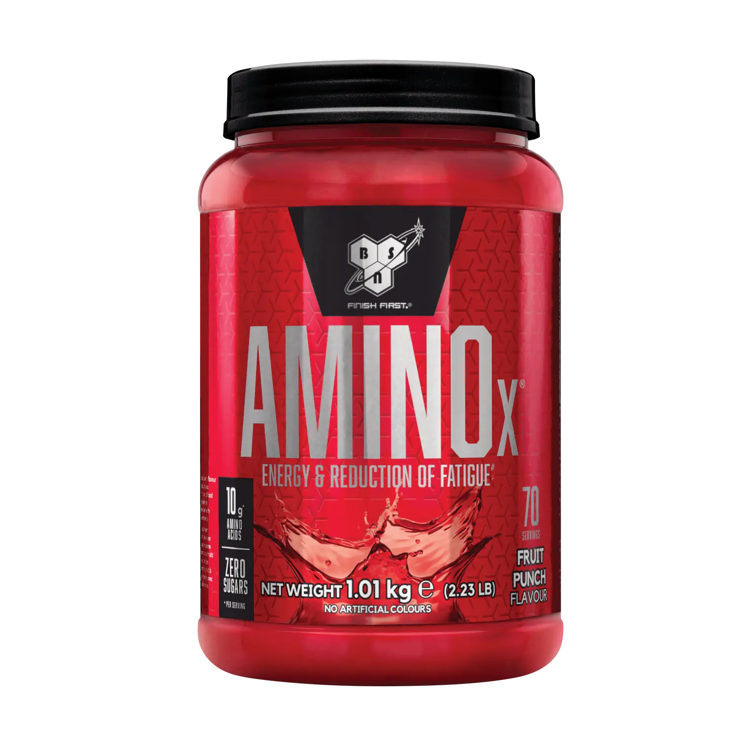 BSN Amino X преден изглед на червена опаковка с надпис Fruit Punch и 1.01 kg