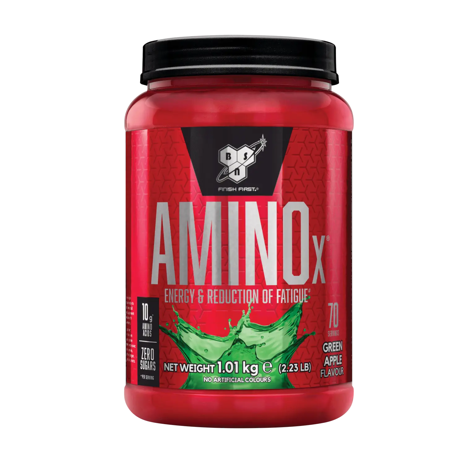BSN Amino X преден изглед на червена опаковка с надпис Green Apple и 1.01 kg