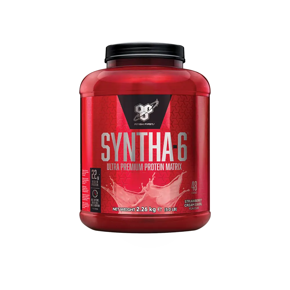 BSN Syntha-6 опаковка със ягодов вкус, преден изглед
