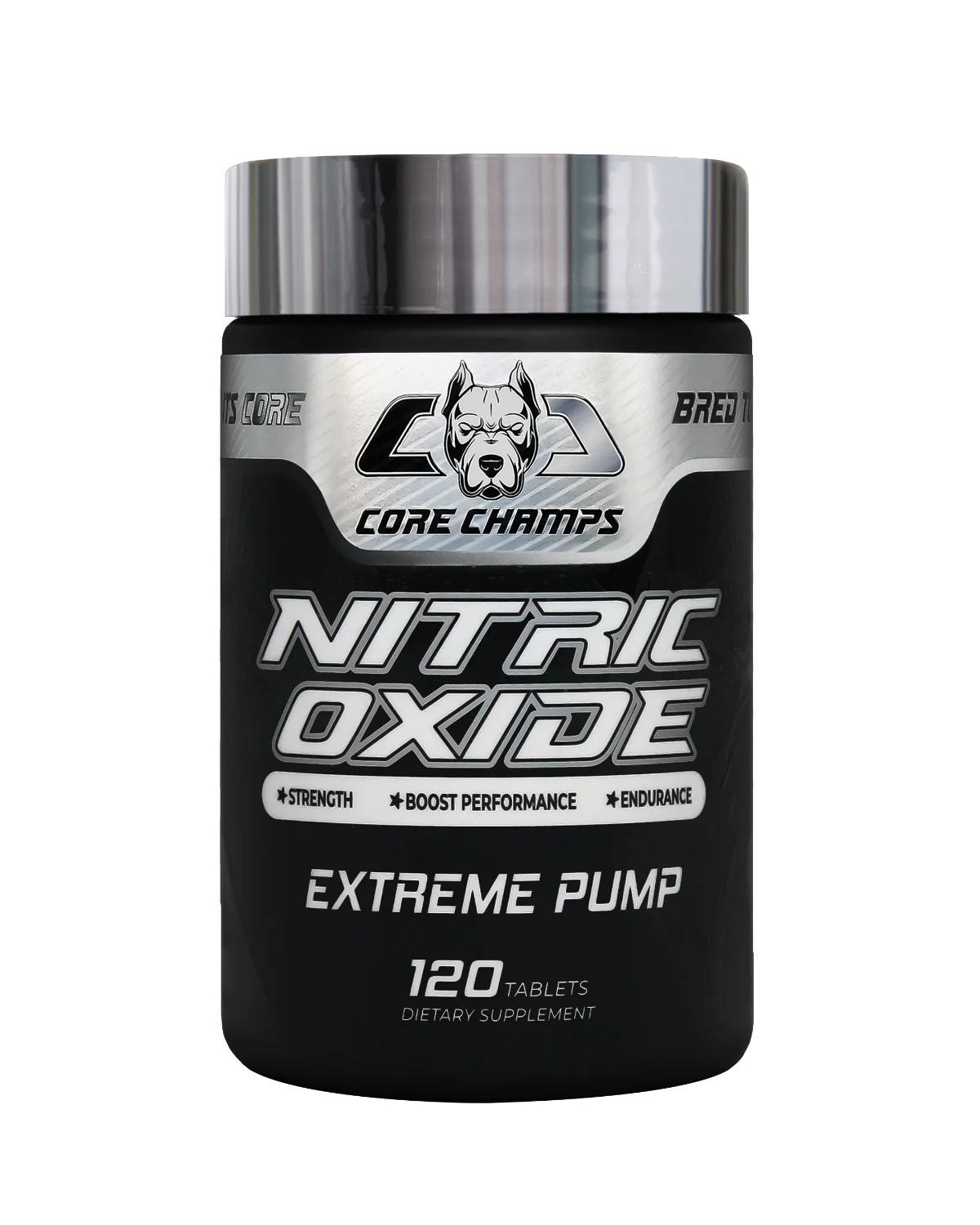 Опаковка на Core Champs Nitric Oxide с логото на марката и информация за продукта