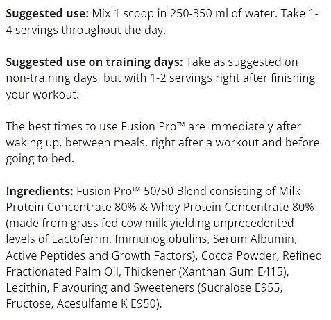 Fusion Pro LIMITED EDITION Dedicated Nutrition 1800 грама секция за употреба и съставки
