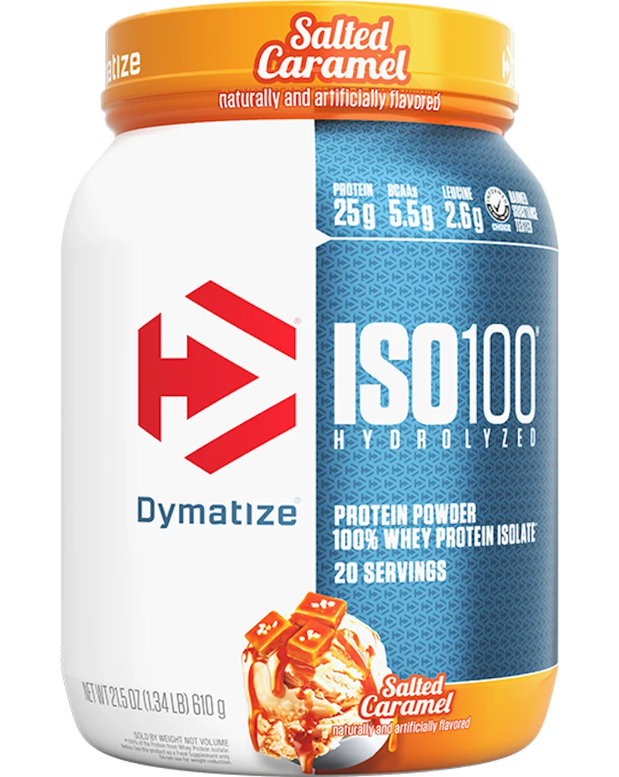 Dymatize Dymatize - ISO100 Hydrolyzed / 20 дози — Солен карамел, опаковка