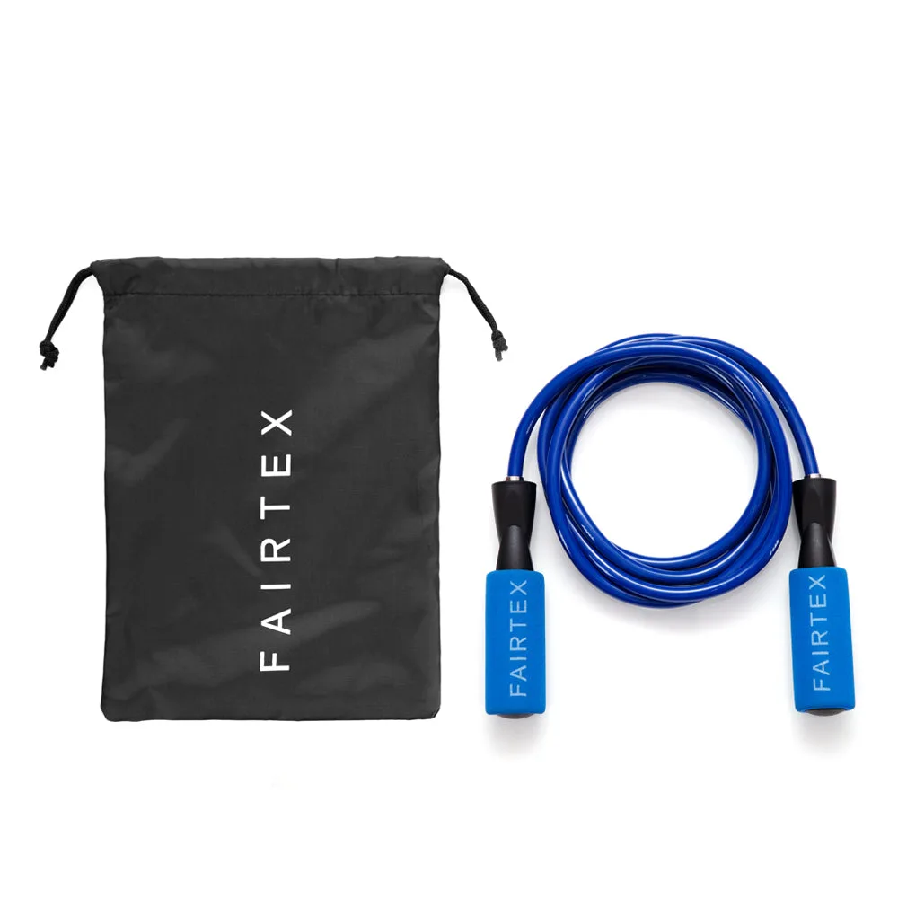 Синьо въже за скачане Fairtex Ball Bearing Skipping Rope ROPE3 с логото на Fairtex