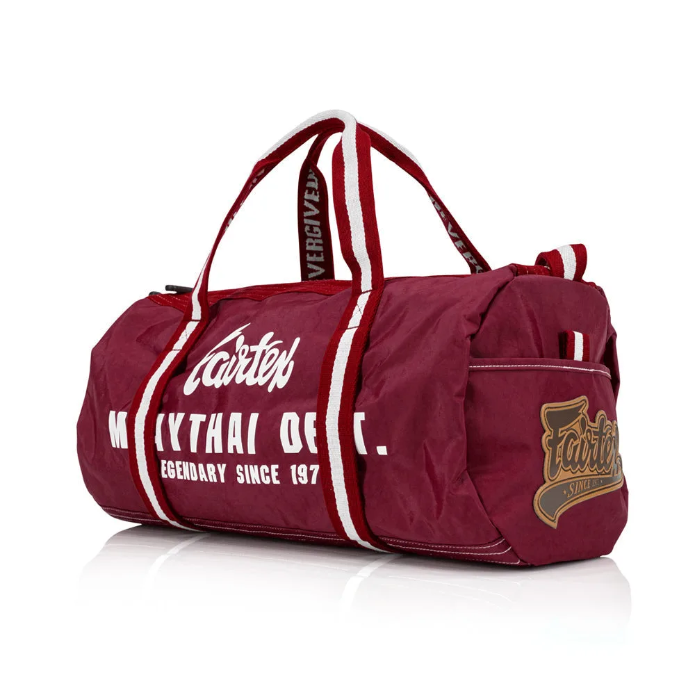 Fairtex Barrel Bag — Maroon, стилен спортен сак от Fairtex, показан отпред