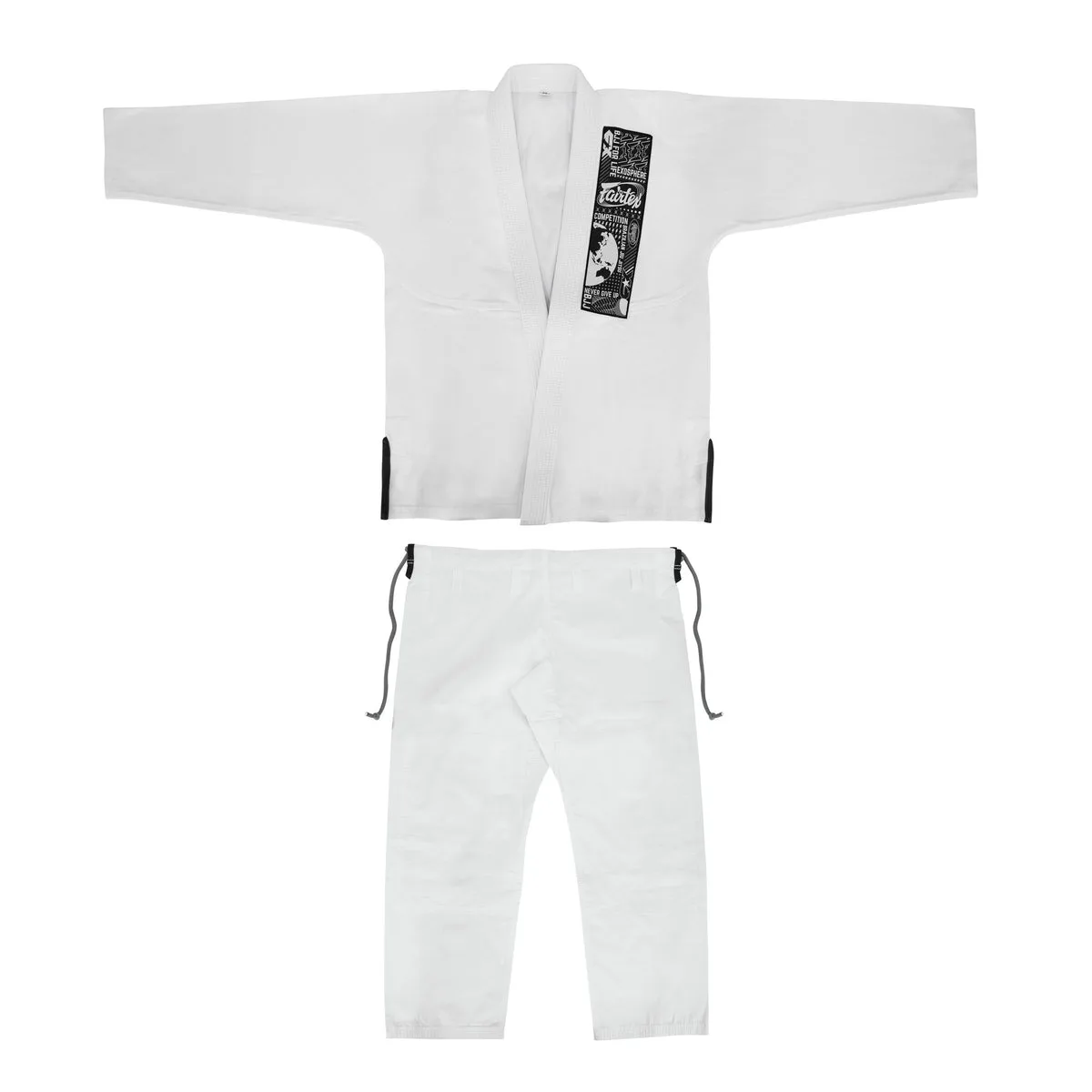 Fairtex BJJ Gi "EXOSPHERE" - White, бяло кимоно за бразилско джиу-джицу, сгънато и показано отпред