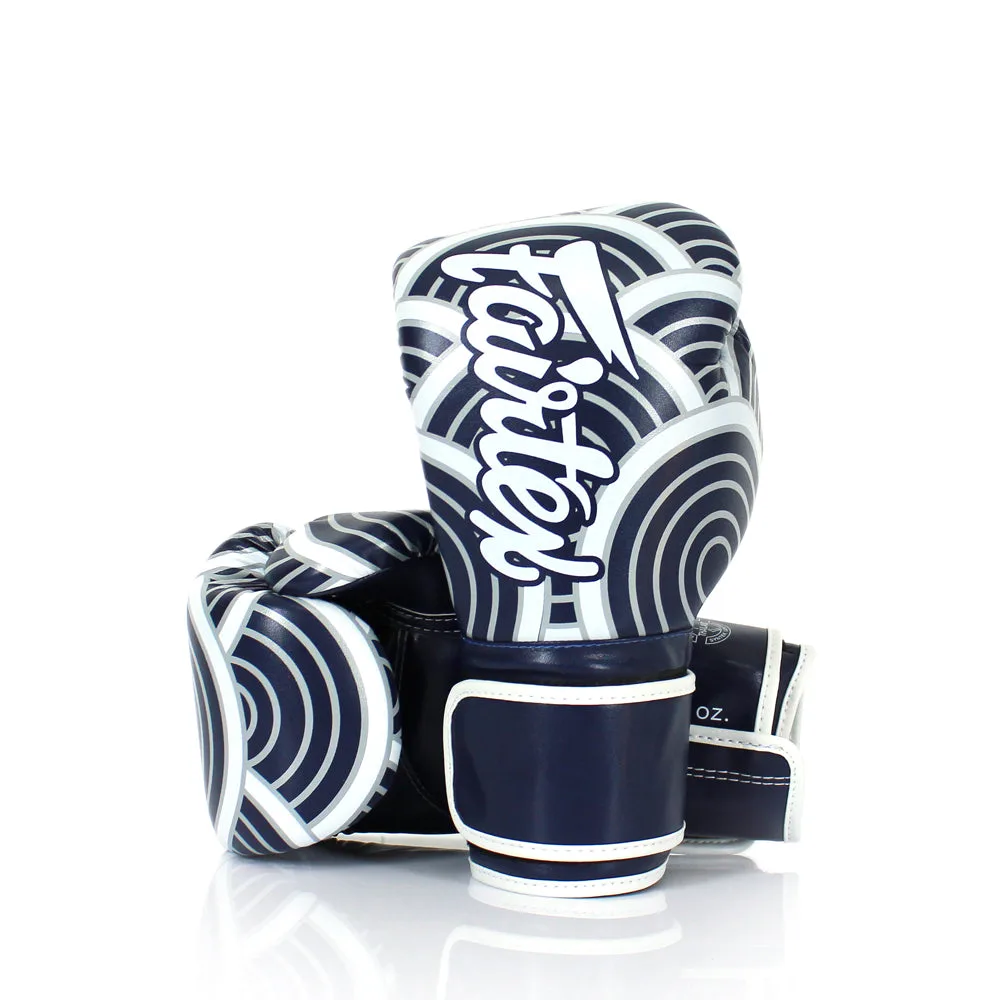 Fairtex BGV14BLU Blue Wave боксови ръкавици - сини, с японски дизайн на вълни