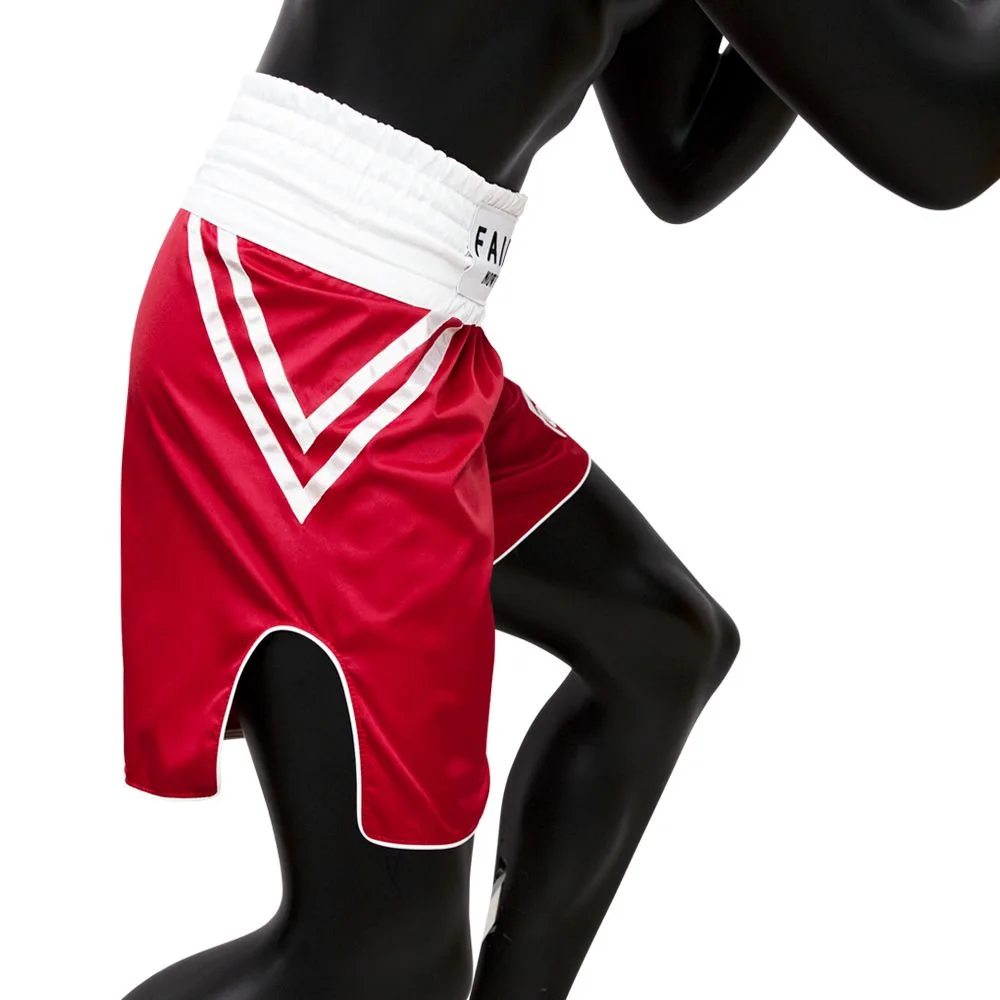 Текстура на материята на Fairtex Classic Red BT2008 боксови шорти
