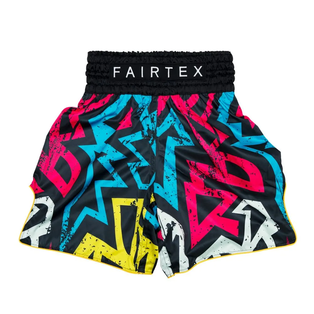 Fairtex Боксови Шорти Graphic BT2005 Colorful - изглед отстрани, показващ дължината на крачолите и кантовете