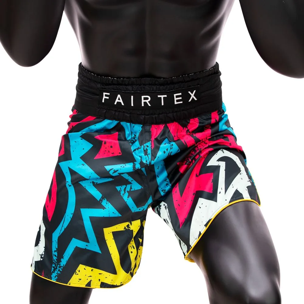 Fairtex Боксови Шорти Graphic BT2005 Colorful - изглед отпред с ярък графичен дизайн