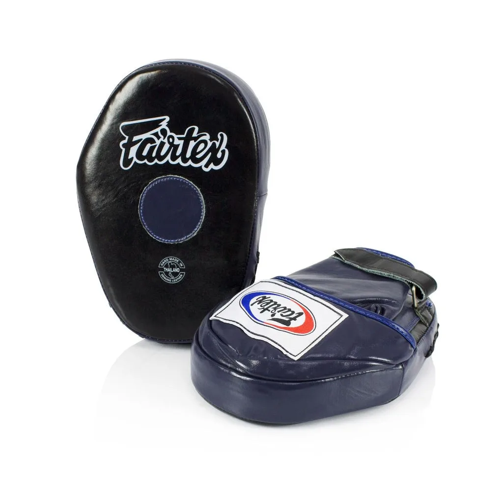 Лапи Fairtex Classic Pro Focus Mitts FMV10 в черно и синьо, показани отпред
