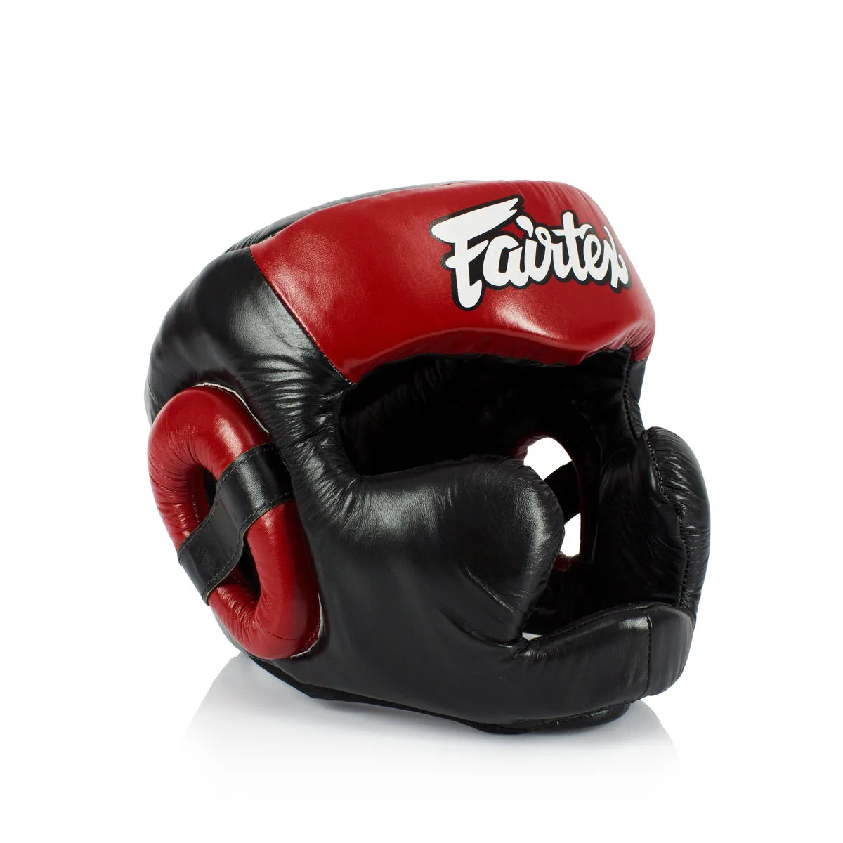 Fairtex Diagonal Vision Sparring Headguard HG13 - Full Head Coverage — Black/Red