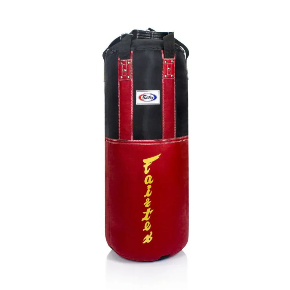 Fairtex Extra Large Heavy Bag HB3 в червено и черно, окачен, готов за тренировка