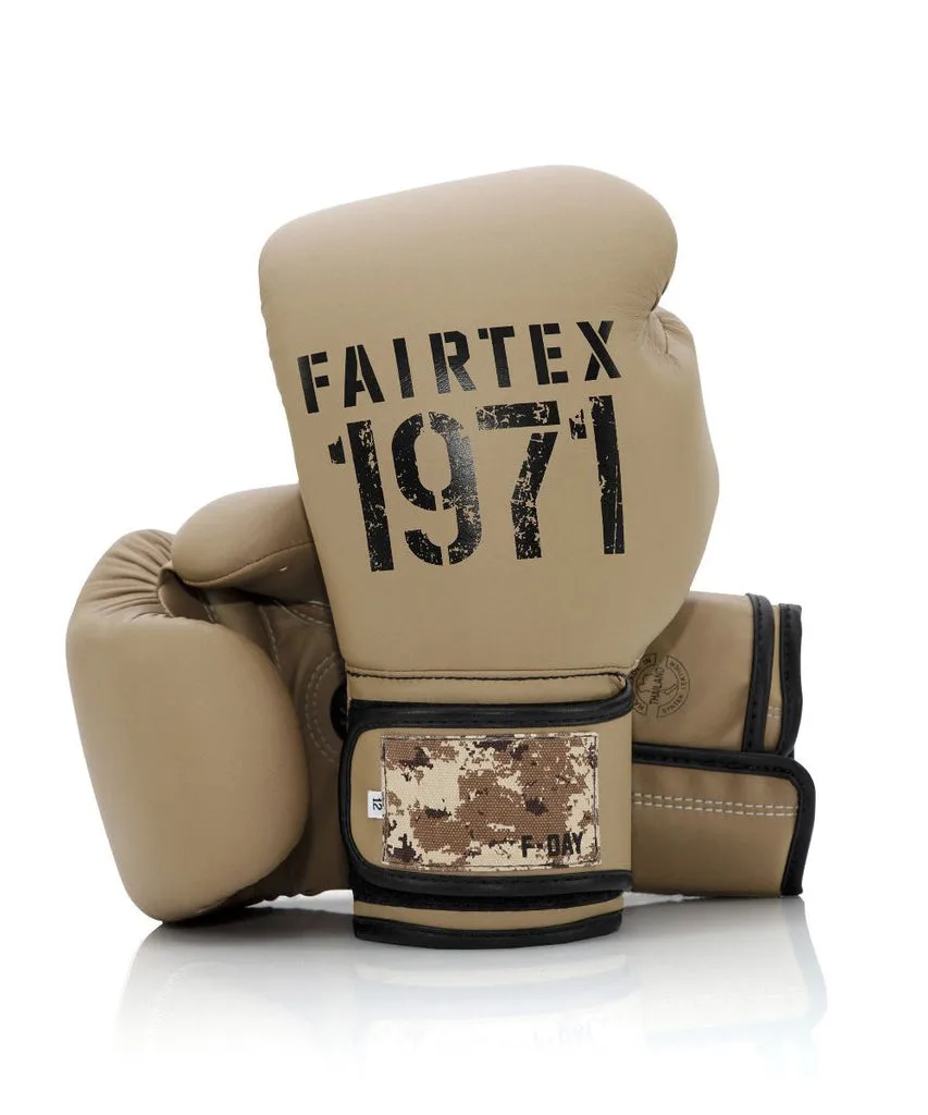 Боксови ръкавици Fairtex F-DAY2 Military BGV25 в цвят Khaki, показани отпред