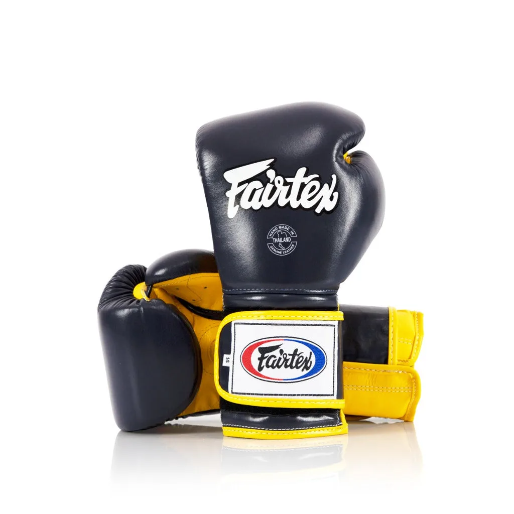 Боксови ръкавици Fairtex BGV9 Heavy Hitter's Mexican Style в синьо и жълто