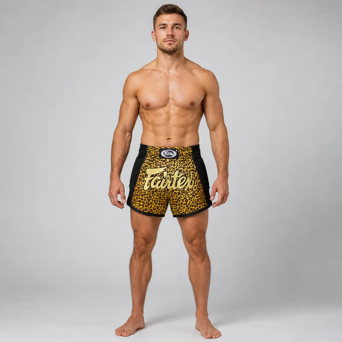 Заден изглед на Fairtex BS1709 Gold шорти, подчертаващ кройката