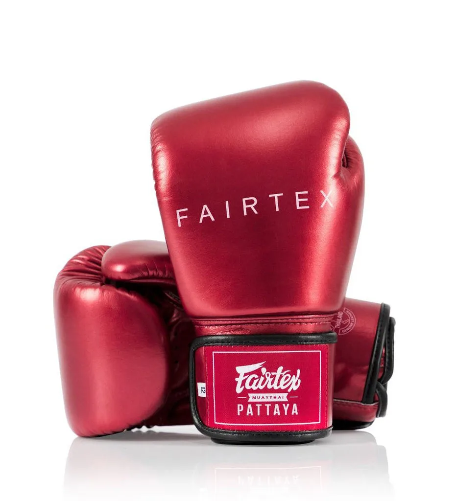 Fairtex Metallic Boxing Gloves BGV22 – Червени боксови ръкавици с метален блясък, изработени от микрофибър