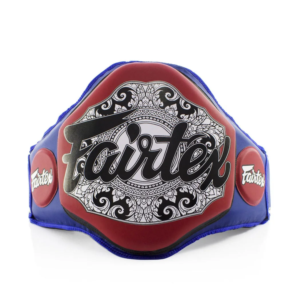 Fairtex Microfiber Belly Pad BPV3 в синьо и червено, изглед отпред