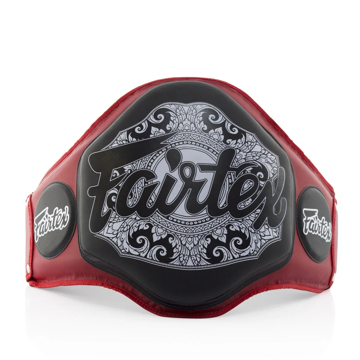 Fairtex Microfiber Belly Pad BPV3 в червено и черно, изглед отпред