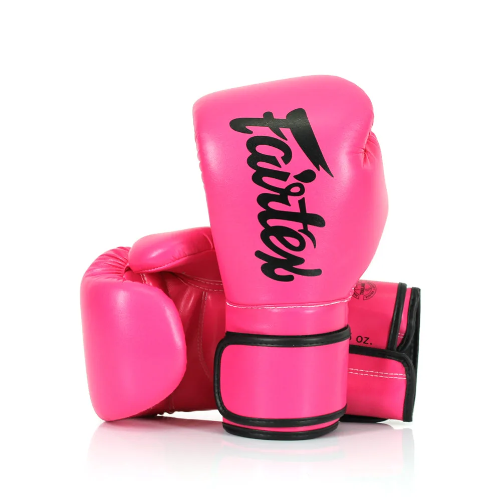 Боксови ръкавици Fairtex Microfiber Pink/Black Screen - изглед отпред