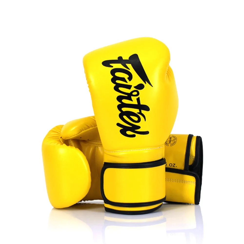 Жълти боксови ръкавици Fairtex Microfiber Gloves, показани отпред