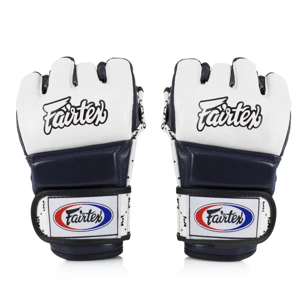 Fairtex MMA Training Gloves FGV17 - Split Knuckle — White/Blue