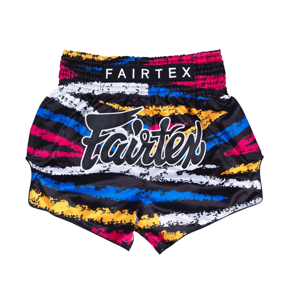 Fairtex Muay Thai шорти Colorful Horizontal BS1957 с хоризонтален цветен десен и лого на Fairtex