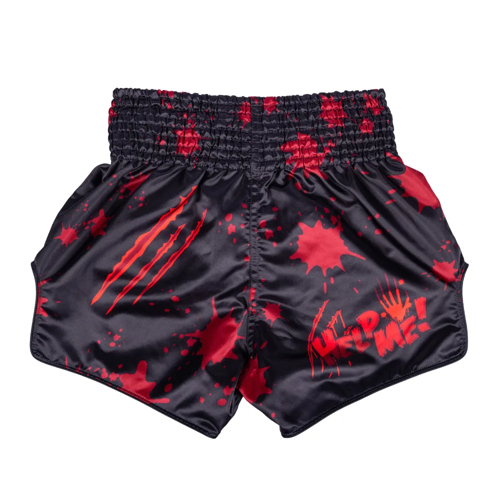 Fairtex Muay Thai Shorts Demon's Bite, детайл на дизайна и ластика