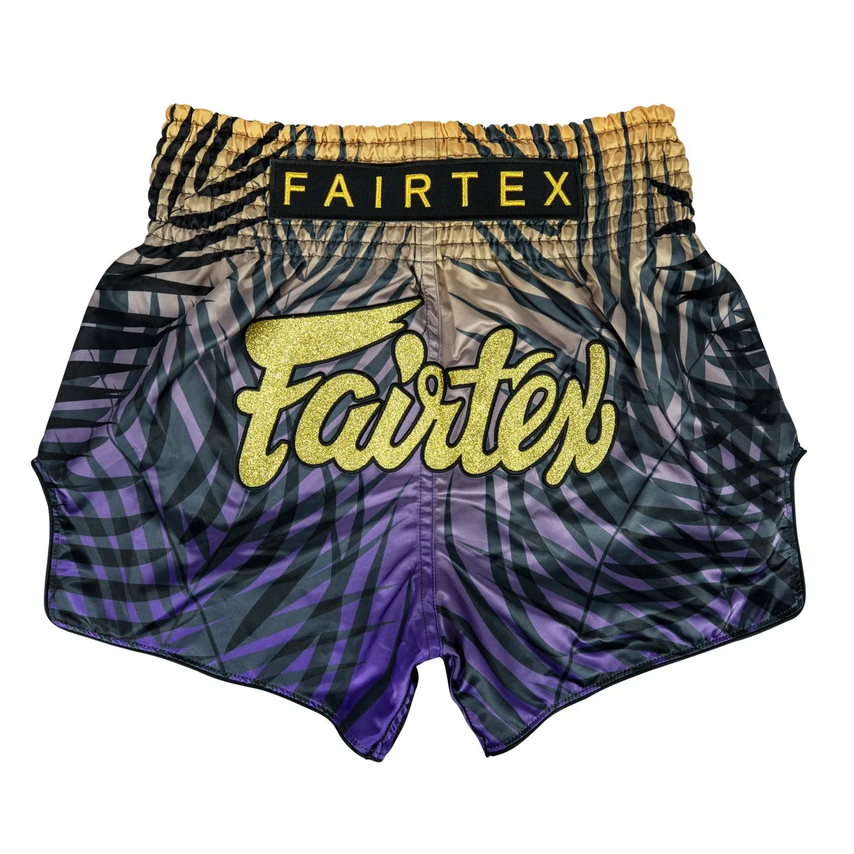 Fairtex Muay Thai Shorts Dusk BS1942 с златно лого на черен фон