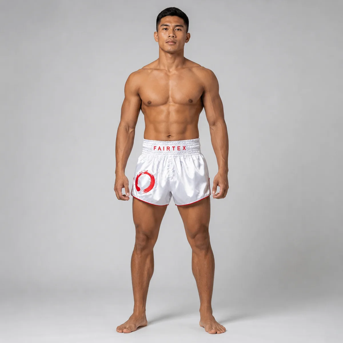 Заден изглед на Fairtex Muay Thai Шорти Enso BS1918, бял цвят