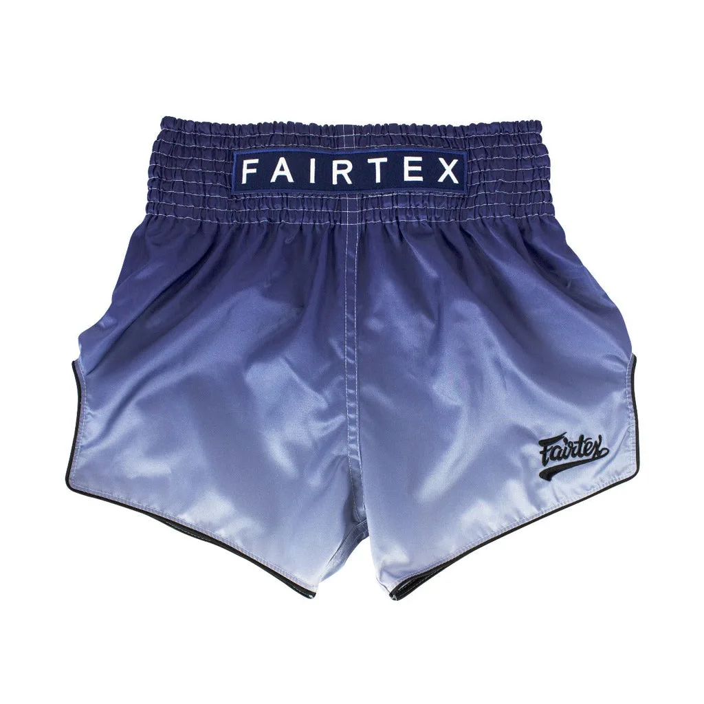 Fairtex Muay Thai Шорти FADE Blue BS1905 в синьо на бял фон