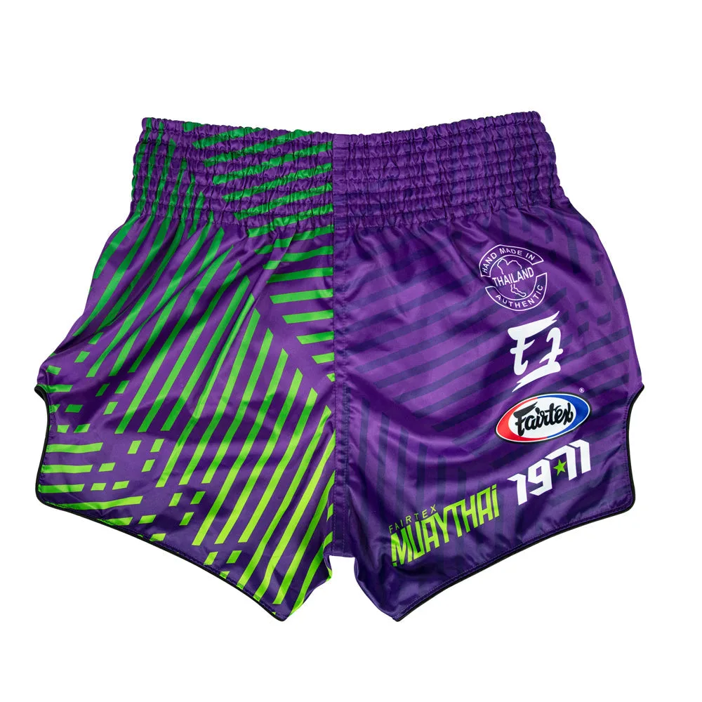 Fairtex Muay Thai Шорти Racer Purple BS1922 – изглед отстрани, демонстриращ кройката